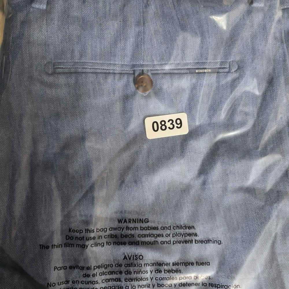 Bonobos Dress Pants Men 36x32 Blue Slim Fit Profila Italia Herringbone Trousers - Picture 10 of 10